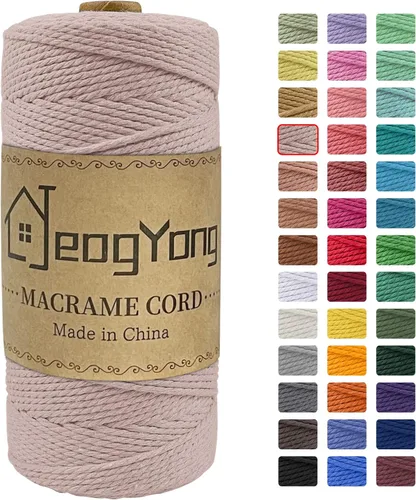 Vista 19 de JeogYong Cuerda de macramé de 0.078 pulgadas x 218 yardas, cuerda de algodón natural torcida de 3 hebras, cuerda de algodón de color para colgar