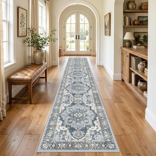 Vista 19 de YOUFORTONG Alfombra Lavable de 2 x 3 Pulgadas para Entrada: Alfombra Antideslizante Vintage para Interiores con Respaldo de Goma para Sala de Estar
