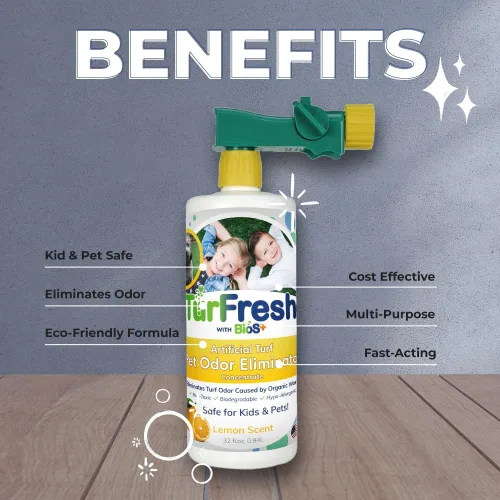 Vista 4 de TurFresh BioS+ Eliminador de olores de mascotas de césped artificial, orgánico, no tóxico, concentrado de enzimas, seguro para usar alrededor