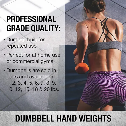Vista 5 de SPRI Juego de 2 mancuernas de mano con revestimiento de vinilo para ejercicio y fitness, equipo de gimnasio en casa, entrenamiento de fuerza, pesas