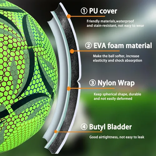Vista 5 de Pelota de fútbol iluminada, pelota de fútbol que brilla en la oscuridad tamaño 4/5 con bomba, pelotas de fútbol luminosas para juegos de día y noche