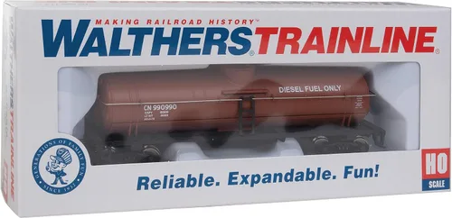 Vista 5 de Walthers Trainline HO Scale Model Canadian National Tank Car, rojo
