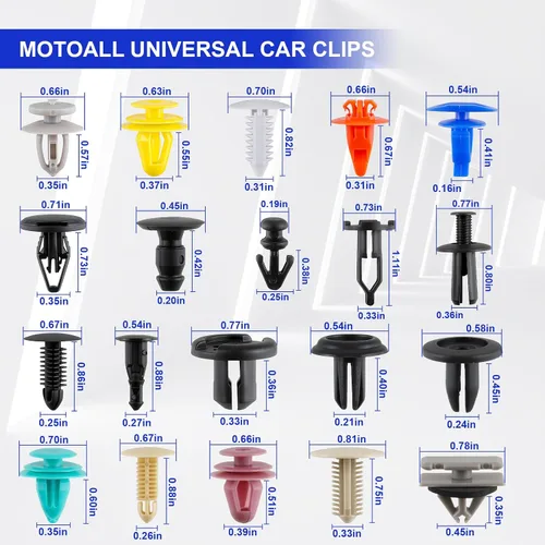 Vista 6 de MOTOALL 500 piezas universales mixtas de nailon para parachoques de automóvil, panel de parachoques, cubierta de motor, retenedor, remache, clips
