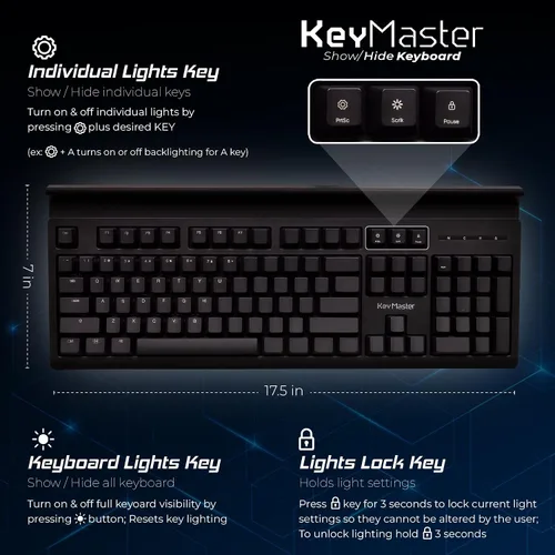 Vista 6 de Teclado mecánico en blanco o visible Teclado para juegos de PC con cable de Keymaster Teclas brillantes con iluminación de teclas personalizada