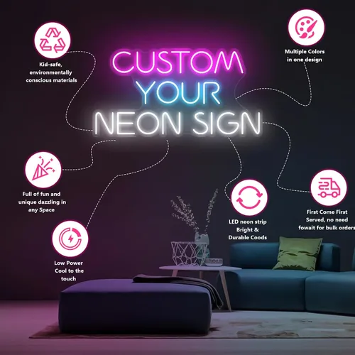 Vista 4 de Letreros de neón personalizados con luces LED regulables para cumpleaños familiar, bar, boda, fiesta, luz nocturna, logotipo de empresa o negocios