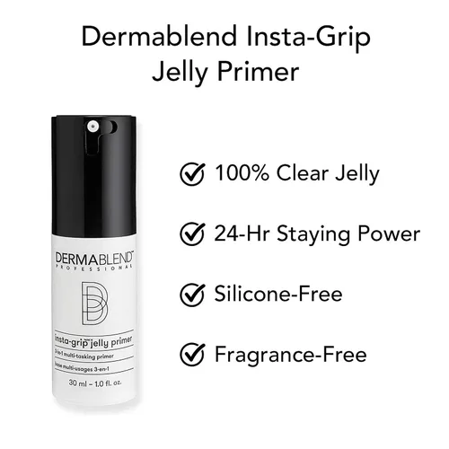 Vista 6 de Dermablend Insta-Grip Jelly Primer, maquillaje facial, pre-base facial sin silicona para piel seca, minimización de poros con duración de 24 horas