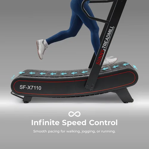 Vista 3 de Sunny Health & Fitness Smart Curved Manual Treadmill, Non-Motorized Self-Powered Running Machine, Heavy-Duty Commercial-Grade Endurance Training