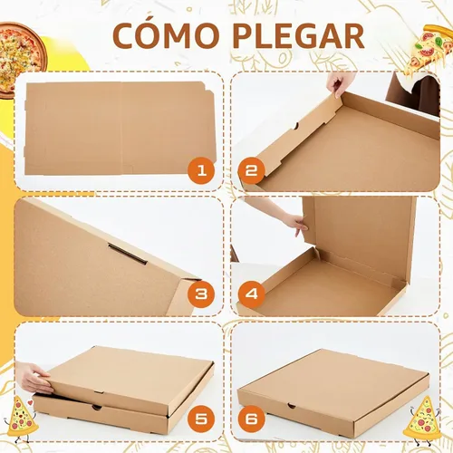 Vista 3 de Fullhawl 10 cajas de pizza de 14 x 14 pulgadas, caja de pizza corrugada marrón, resistente a la grasa, cajas de embalaje para tartas caseras