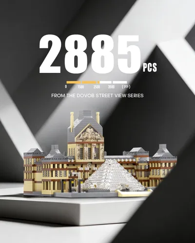 Vista 3 de dOvOb Juego de micro bloques de construcción de Louvre de arquitectura (2885 piezas) - Modelo arquitectónico de fama mundial juguetes regalos