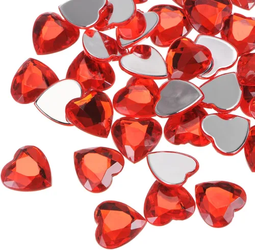 Vista 46 de MECCANIXITY 20 piezas de diamantes de imitación acrílicos de corazón de 0.787 pulgadas (0.787 in) con parte trasera plana, gemas de plástico