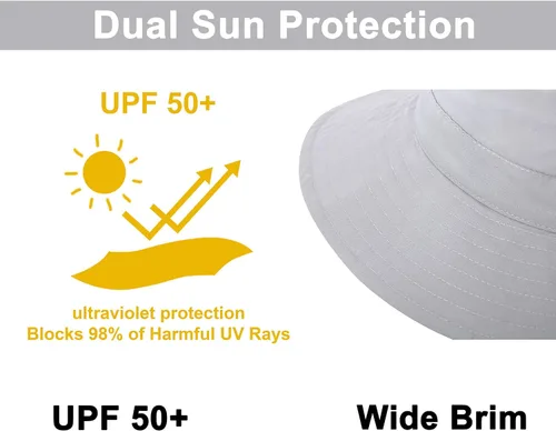 Vista 4 de Simplicity Sombrero de sol para bebé con protección solar UPF 50+ ajustable con cordón de ala ancha