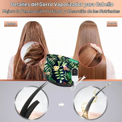 Vista 2 de Gorra Térmica para Acondicionamiento Profundo, Ingeware - Gorra Térmica para Cabello para Secador de Pelo Portátil Eléctrico para Cabello Natural