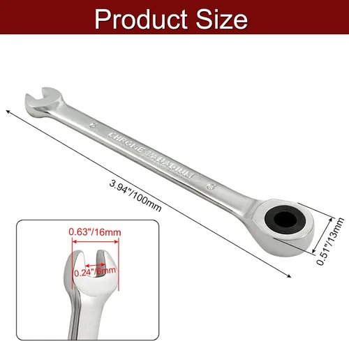 Vista 3 de Jiozermi Llave combinada de trinquete de 0.236 in