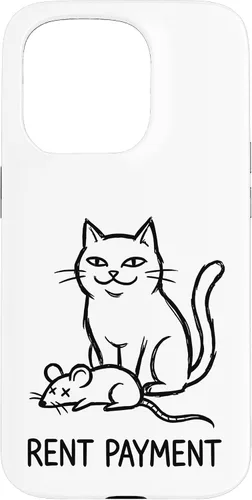 Vista 14 de Pago de alquiler Humor divertido gato para gato papá gato mamá caso para iPhone 17
