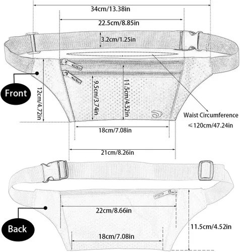 Vista 2 de Bolsa de cintura ultrafino con ranuras c/visualización para tarjeta de crédito, para deportes, aire libre, correr, caminar, viajes.
