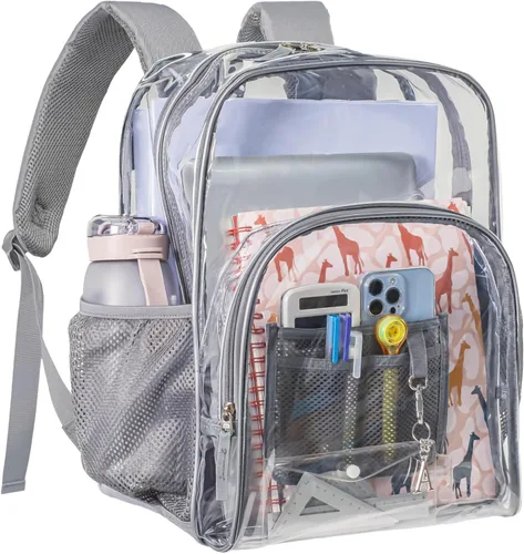 Vista 9 de PACKISM Mochila transparente resistente, para estudiantes, escuela