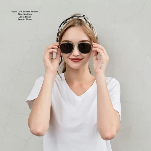 Vista 7 de J+S Lentes de sol de aviador cuadrados clásicos de estilo militar, polarizados, 100% protección UV para hombres y mujeres