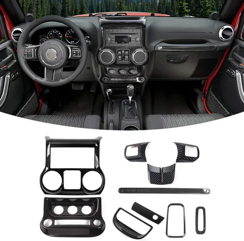 Vista 8 de RT-TCZ para Jeep JK Kit de Ajuste Interior Negro, Funda de Panel de Consola Central para Tablero para Jeep Wrangler JK JKU 2011-2017 Accesorios