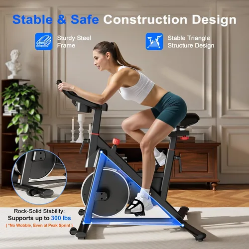Vista 2 de Bicicleta de Ejercicio, Bicicleta de Ciclismo Interior con 32 Niveles de Resistencia Magnética Ajustable, Bicicleta de Ciclo con Capacidad
