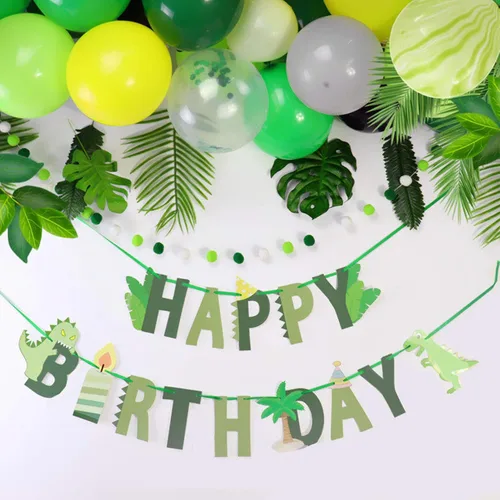 Vista 4 de Cartel de cumpleaños de dinosaurio – Cartel de feliz cumpleaños de dinosaurio, decoración de fiesta de cumpleaños con temática