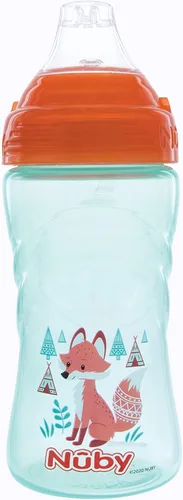 Vista 2 de Nuby No Spill Printed Thirsty Kids - Vaso deportivo antiderrames con boquilla suave y tapa, 12 onzas, más de 12 meses, paquete individual de 1