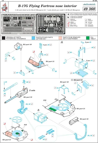 Vista 5 de Eduard Accesorios 49360 Modelo Construcción Accesorios B-17G Flying Fortress Nariz Interior para Revell/Monogram Kit