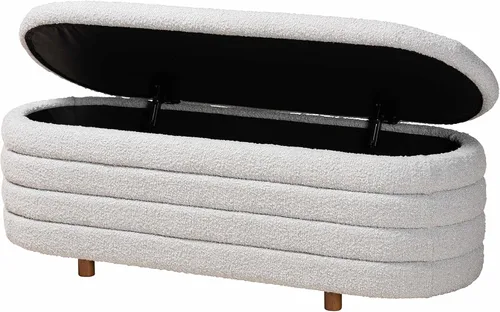 Vista 14 de Baxton Studio Betiana Modern Japandi - Banco de almacenamiento de madera con acabado marrón nogal Gris claro/marrón nogal