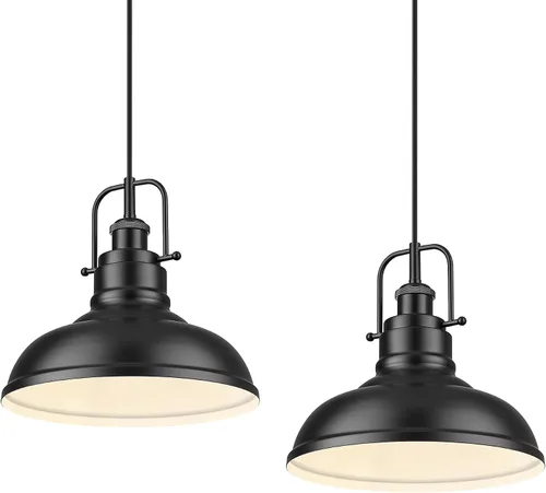 Vista 17 de zeyu Lámpara colgante industrial de 1 luz, lámpara colgante de 11 pulgadas para isla de cocina, pantalla de cúpula de metal en acabado negro mate