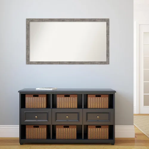 Vista 286 de Amanti Art Silver Bathroom Mirror for Over Sink, 26x35 Custom Made Marred Pewter Rectangle Vanity Mirror, Large Casual Wood Frame, Hangs Horizonally