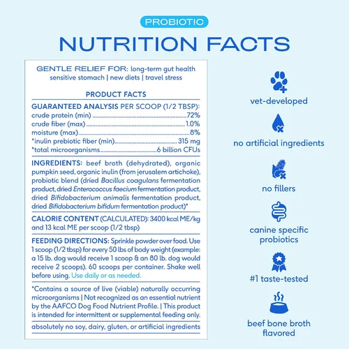 Vista 7 de Native Pet Probiótico para perros y aceite omega para perros Polvo probiótico creado por veterinarios para perros para problemas digestivos 8