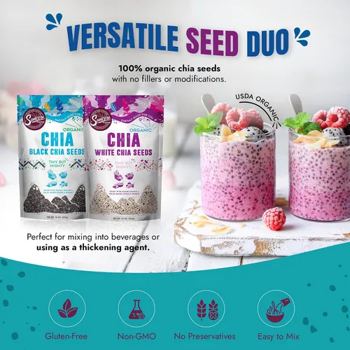 Vista 5 de Suncore Foods Paquete de semillas Tiny but Mighty Seeds, Black & White Chia Seeds, paquete de 2