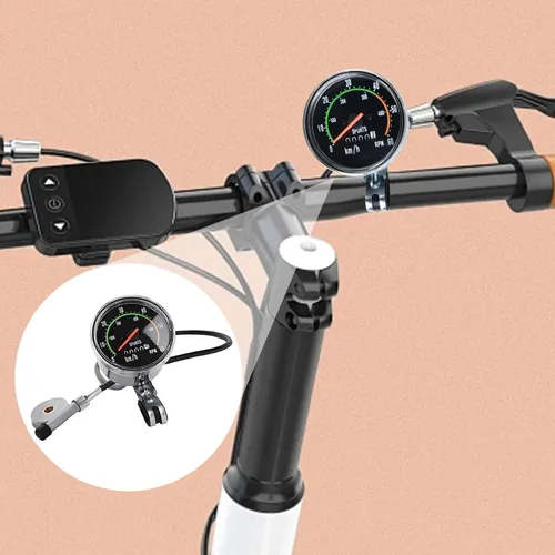 Vista 5 de Cuentakilómetros y velocímetro, Km/H RMP impermeable Mini Bike Speedometer, estilo de la vieja escuela, computadora de ciclismo con cable