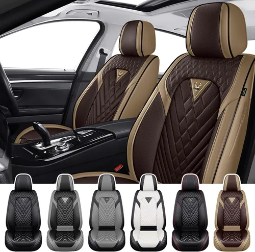 Vista 10 de Fundas de Asiento de Coche para Nissan Murano 2003-2026, Funda de Asiento Completa de Piel Nappa Impermeable, Protector de Asiento Automotriz Gris
