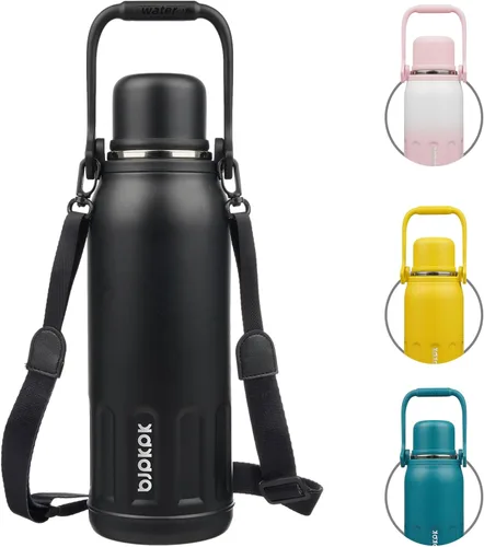 Vista 35 de BJPKPK - Botellas de agua termoaisladas de 27 onzas con tapa y asa de transporte, botellas de agua de acero inoxidable libres de BPA para la Verde
