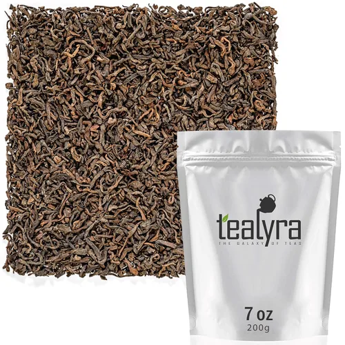 Vista 5 de Tealyra - 35 años Golden Royal Pu-erh maduro - Raro Guangxi envejecido Pu Erh - Té de hojas sueltas - Té saludable - Cafeína audaz - 3.53 oz