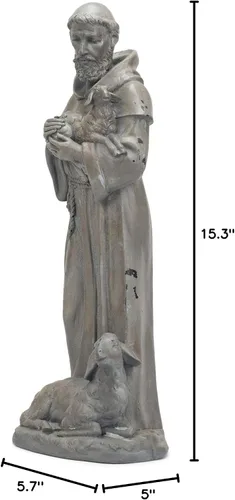 Vista 6 de Roman Estatua de jardín de San Francisco de 15.25 pulgadas de alto