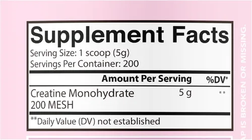 Vista 4 de Mezcla de bebida en polvo de creatina monohidrato para mujer, 100% creatina pura micronizada, 0.18 onzas por porción, apoyo energético