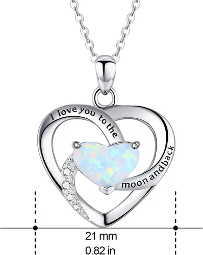 Vista 5 de Cuoka Collar de plata de ley 925 con texto en inglés "I Love You to The Moon and Back
