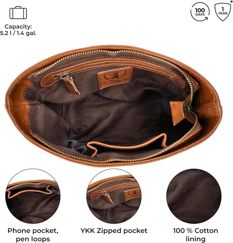 Vista 4 de Berliner Bags Bolso De Hombro De Cuero Genuino Vintage Madison, Pequeño Bolso De Tote, Bolso De Cucharón, Bolsa De Asa Superior Para Las Mujeres
