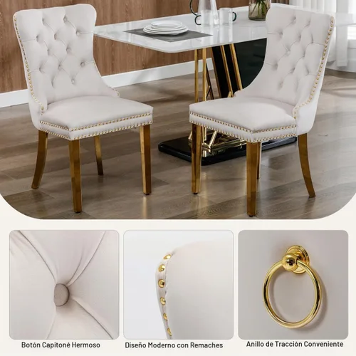 Vista 6 de SSLine Juego de mesa de comedor de mármol sintético blanco de 68 pulgadas