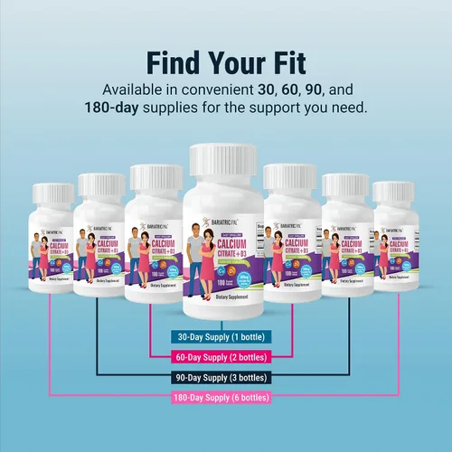 Vista 7 de BariatricPal Citrato de calcio fácil de tragar (600 mg) y comprimidos recubiertos con D3 (suministro para 30 días)