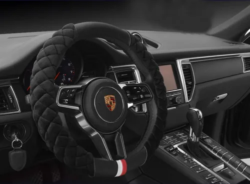 Vista 2 de HAOKAY - Funda para volante de invierno de felpa suave con tamaño universal de 15.0 in