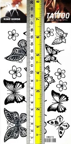 Vista 2 de PARITA - Tatuajes temporales de dibujos animados de mariposa negra, girasol, girasol, jardín, para adultos, hombres, mujeres y niños, tatuajes