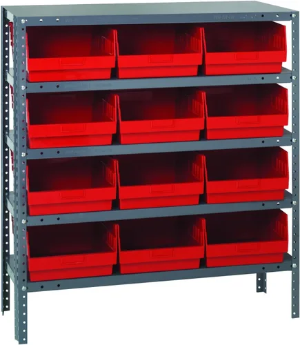 Vista 183 de Quantum QSBU-245BK Heavy Duty Shelving Unit with (7) Shelves and (24) QUS245 Black Bins for Garage Warehouse Storage Distribution 400 lb Load