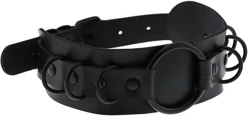 Vista 2 de Gargantilla punk para mujer, gargantilla de cuero para niñas, collar ajustable, Metal,