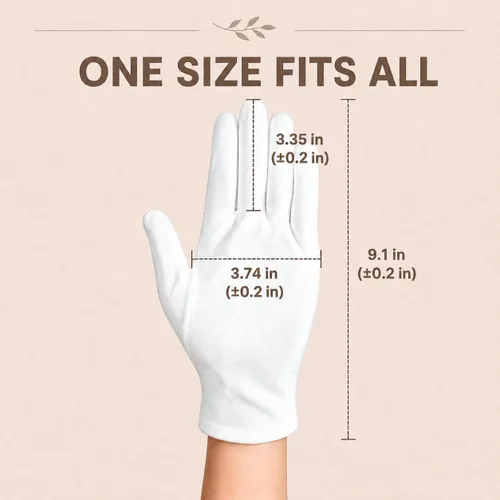 Vista 4 de Guantes de algodón blanco, 3 pares, 0.43 onzas cada uno, suaves y Guantes 100% algodón, más gruesos, no voluminosos, hidratantes nocturnos