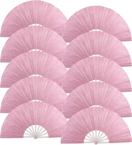 Vista 23 de 10 ventiladores plegables grandes de mano para hombres y mujeres, abanicos decorativos plegables, accesorios rave, utilizado para bailes, fiestas