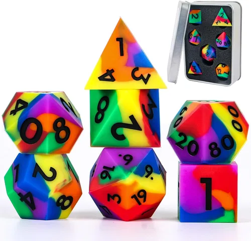 Vista 8 de DND - Juego de dados de borde afilado, 7 piezas de dados poliédricos DND con exquisito embalaje de caja de hoja, ideal para juegos de rol