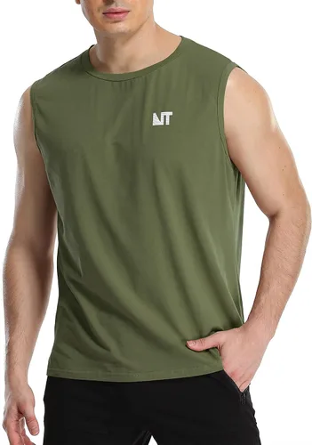 Vista 2 de NITAGUT Camiseta sin mangas para hombre, casual, clásica, sin mangas, para entrenamiento, culturismo, musculación