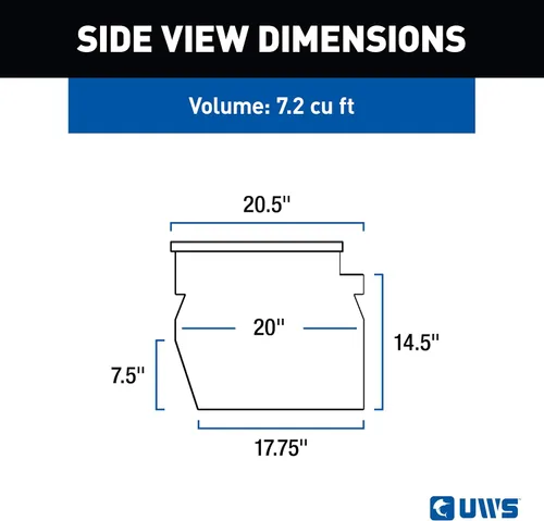 Vista 3 de UWS EC20172 Caja de almacenamiento de aluminio de pared pesada de aluminio brillante de 36 pulgadas, tapa RigidCore